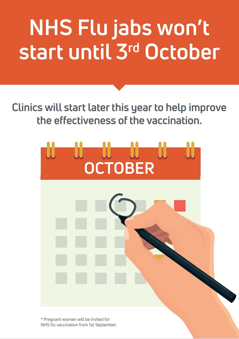 NHS Flu vaccinations will not start until 3rd October 2024